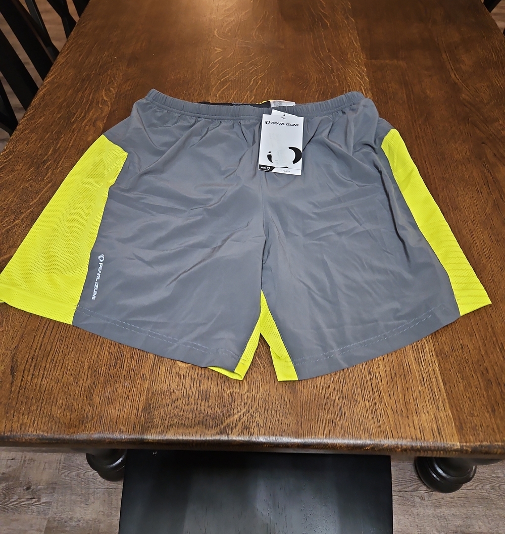 Pearl Izumi Men's Athletic Shorts - Gray with Neon Yellow Panels